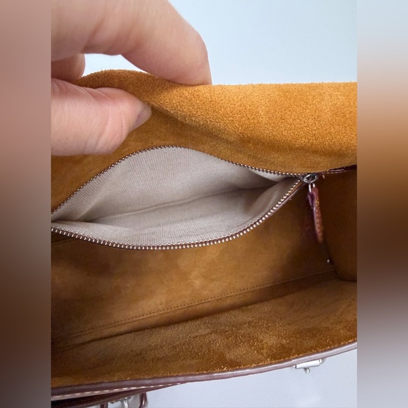 Coach Western Tabby Bag Silver/Burnished Amber Full Grain Leather Suede - Picture 9 of 10